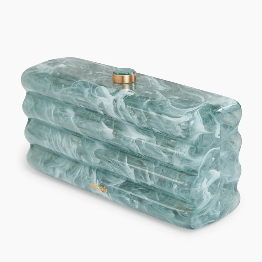 NIB Cult Gaia Enid Acrylic Clutch - Seaspray